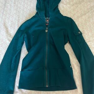 Twisted Heart Teal Hoodie with Heart Zipper